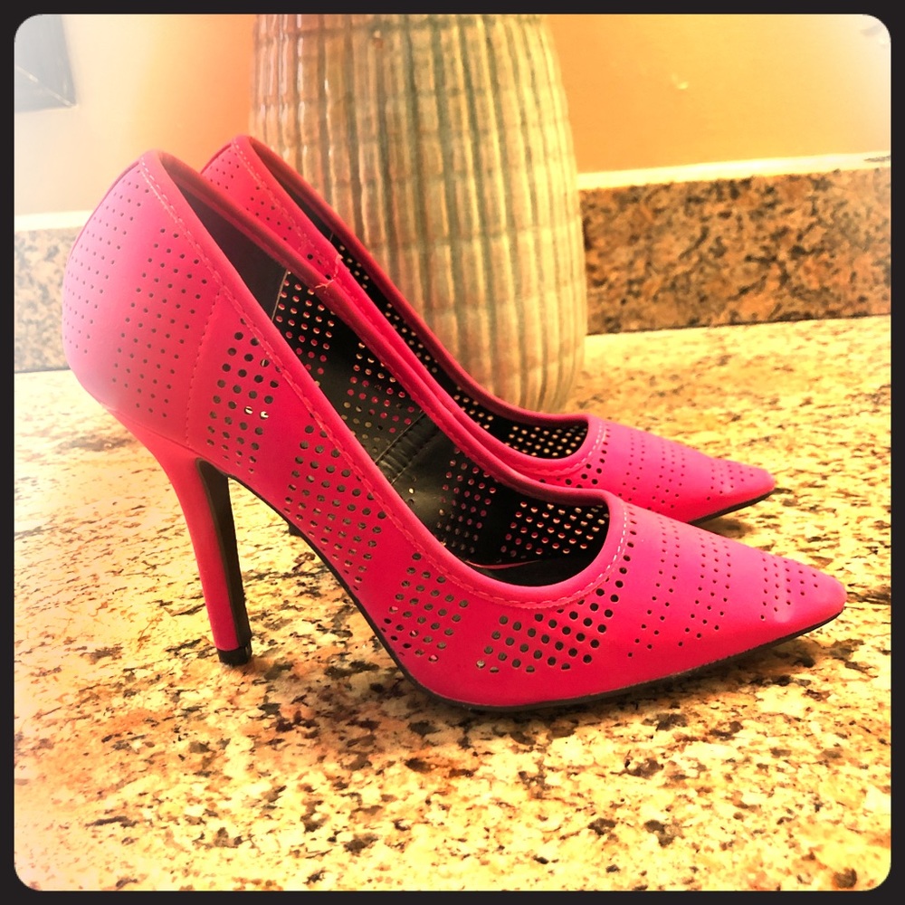 Hot pink high heels